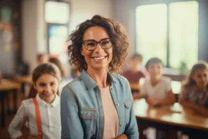 diretora da escola na sala de aula